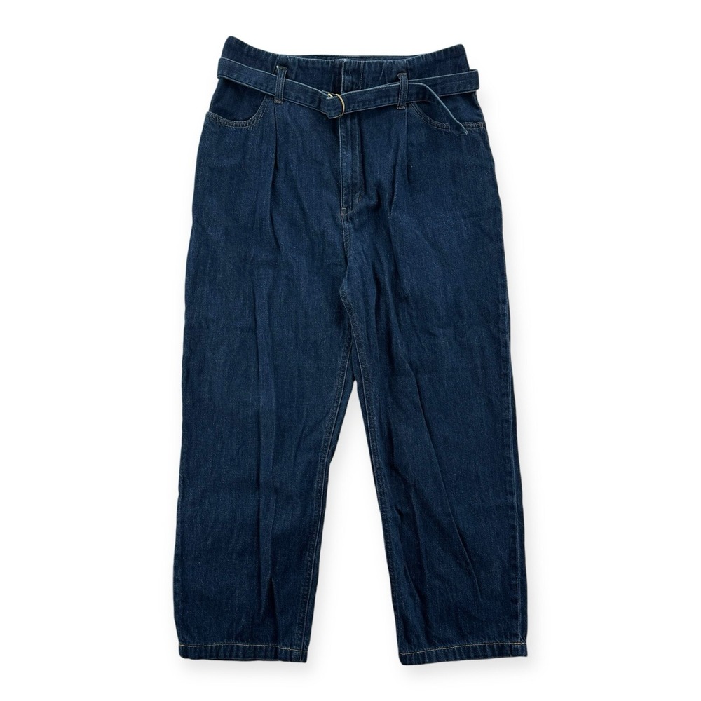 Uniqlo Jeans Womens Size 28 High Rise PaperBag Denim Belted Pleated Cropped
